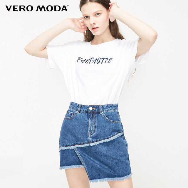 100% Cotton Irregular Cuts Denim Skirt