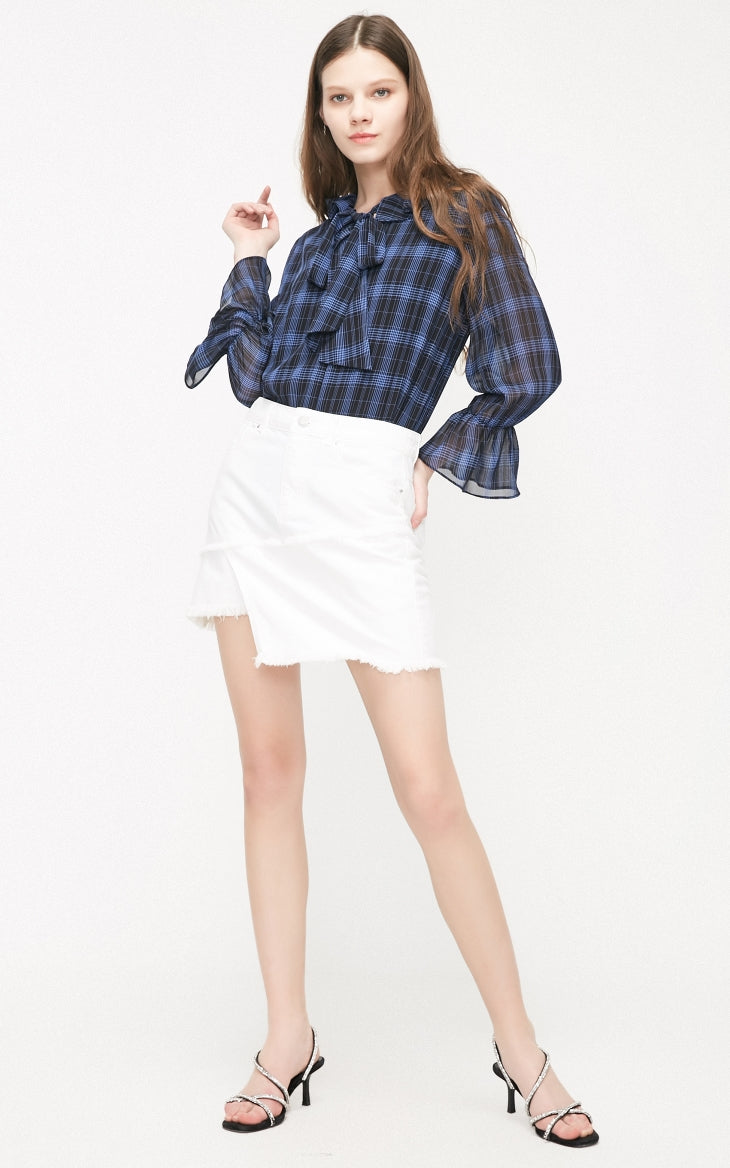 100% Cotton Irregular Cuts Denim Skirt