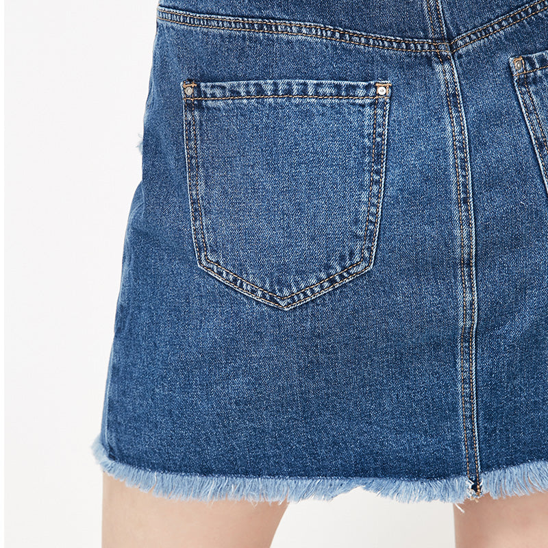 100% Cotton Irregular Cuts Denim Skirt