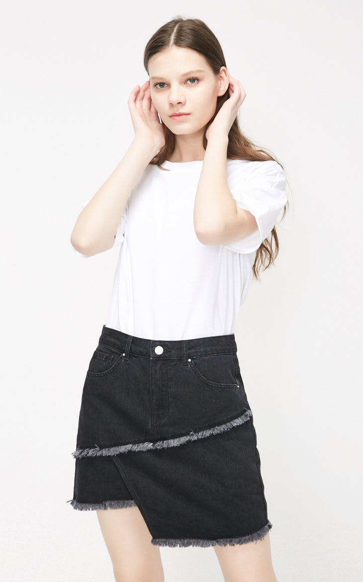100% Cotton Irregular Cuts Denim Skirt