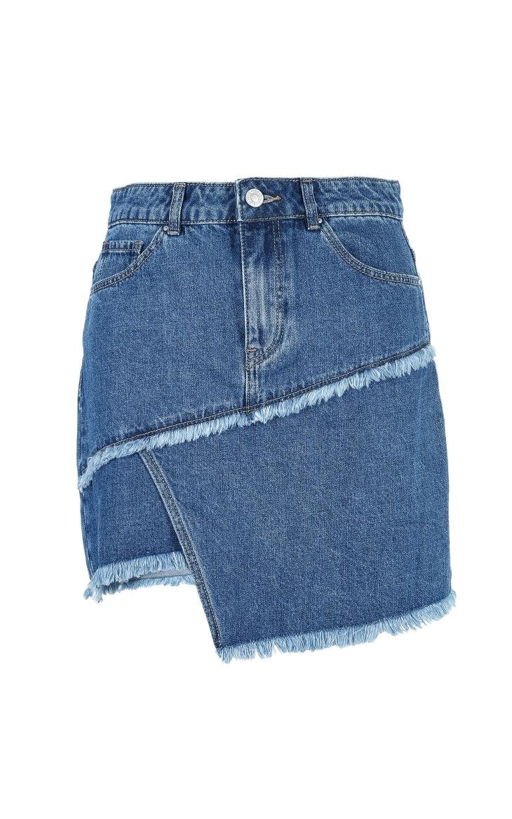 100% Cotton Irregular Cuts Denim Skirt
