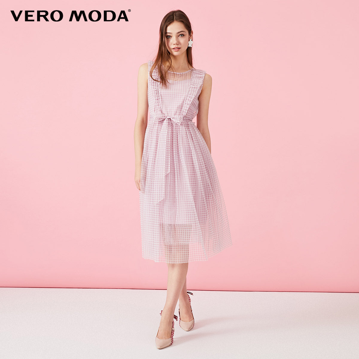 Plaid Gauzy Sleeveless Two-piece Dress