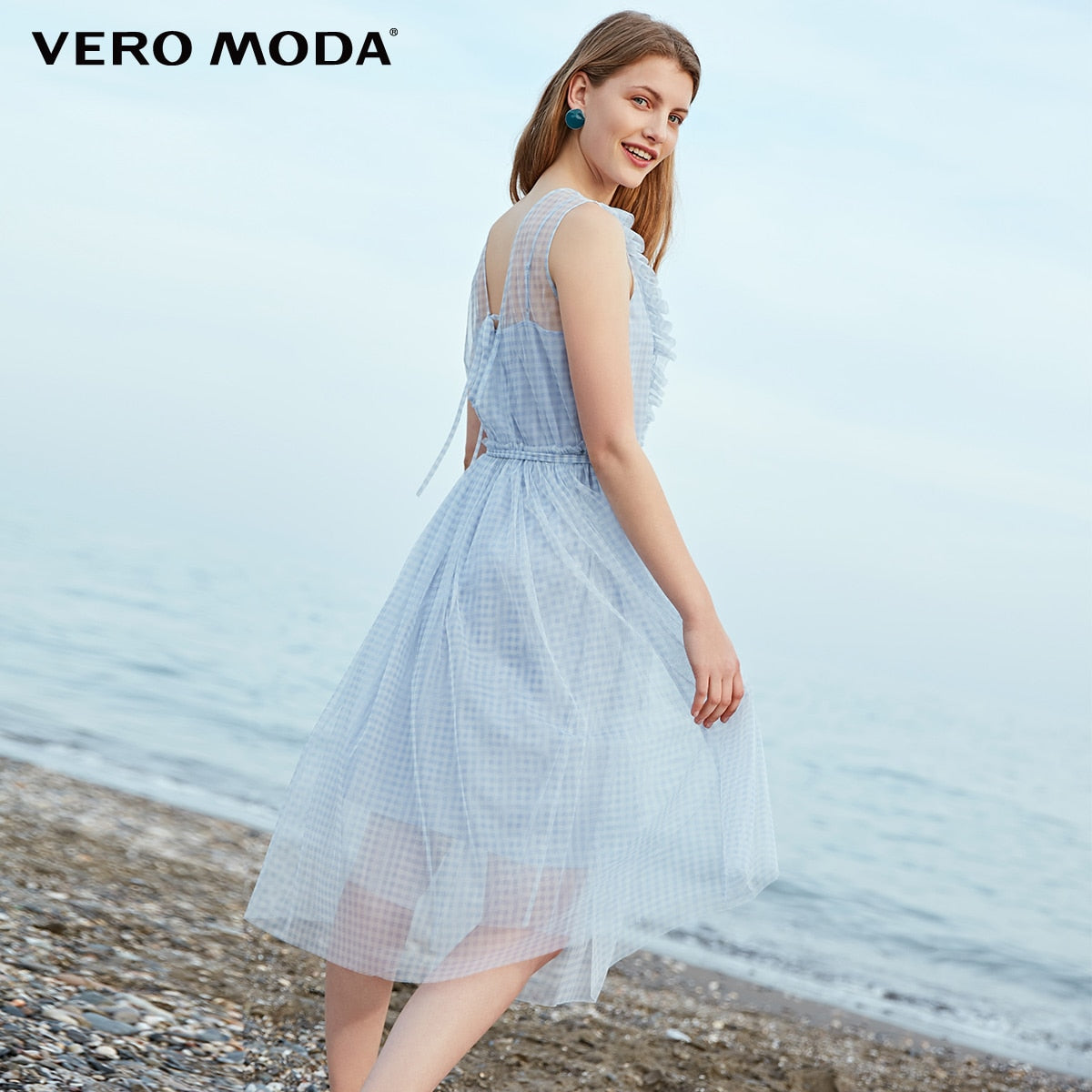 Plaid Gauzy Sleeveless Two-piece Dress