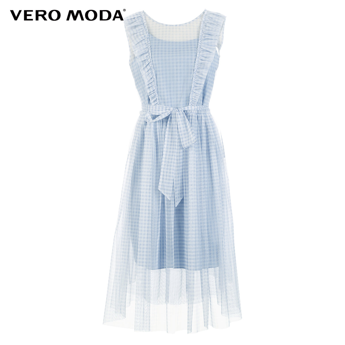 Plaid Gauzy Sleeveless Two-piece Dress