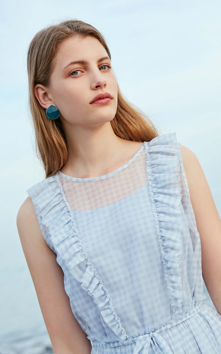 Plaid Gauzy Sleeveless Two-piece Dress