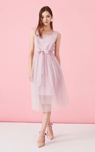 Plaid Gauzy Sleeveless Two-piece Dress