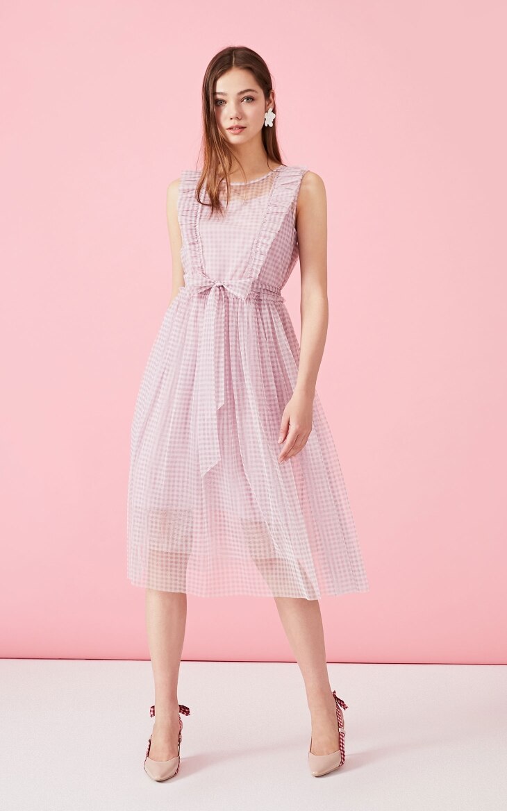 Plaid Gauzy Sleeveless Two-piece Dress