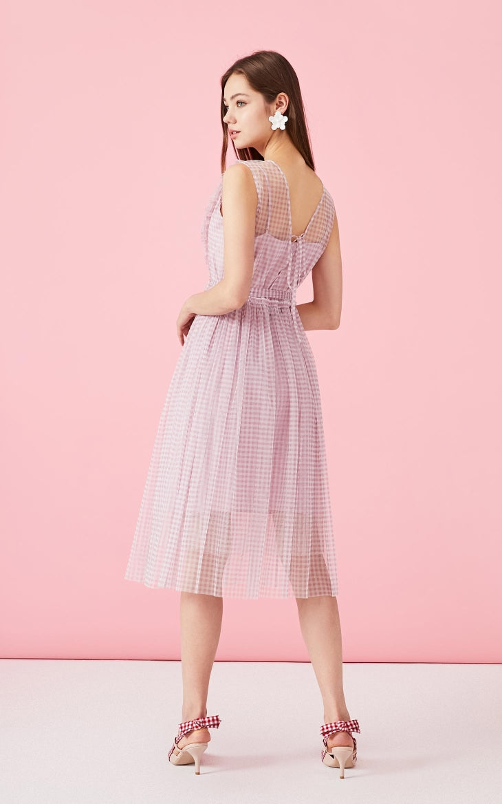 Plaid Gauzy Sleeveless Two-piece Dress