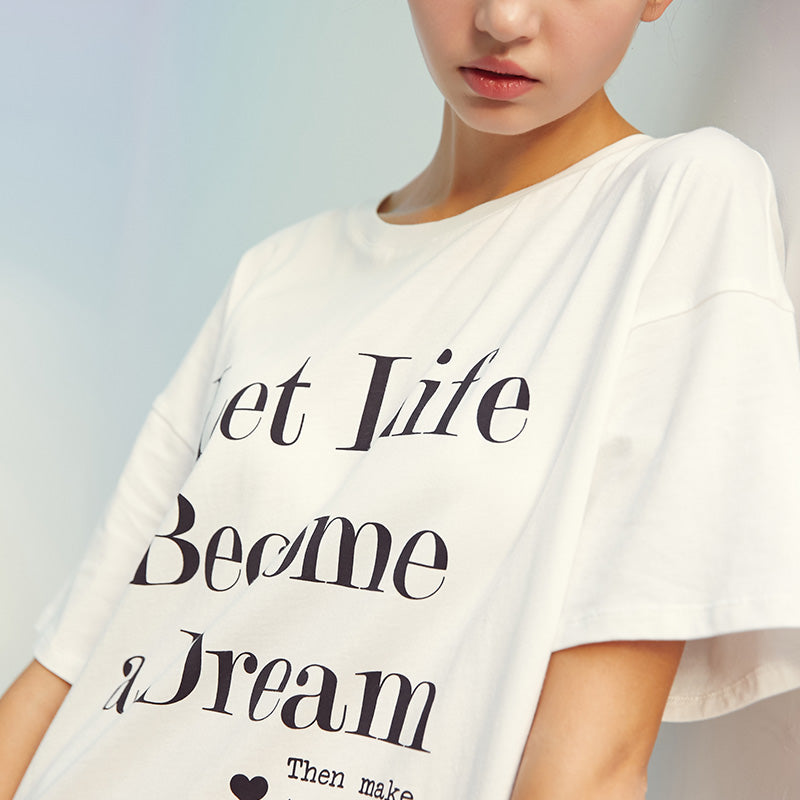 Letter Print Leisure Long T-shirt Dress