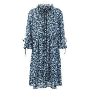 Spliced Double-breasted High-rise Shirt Dress