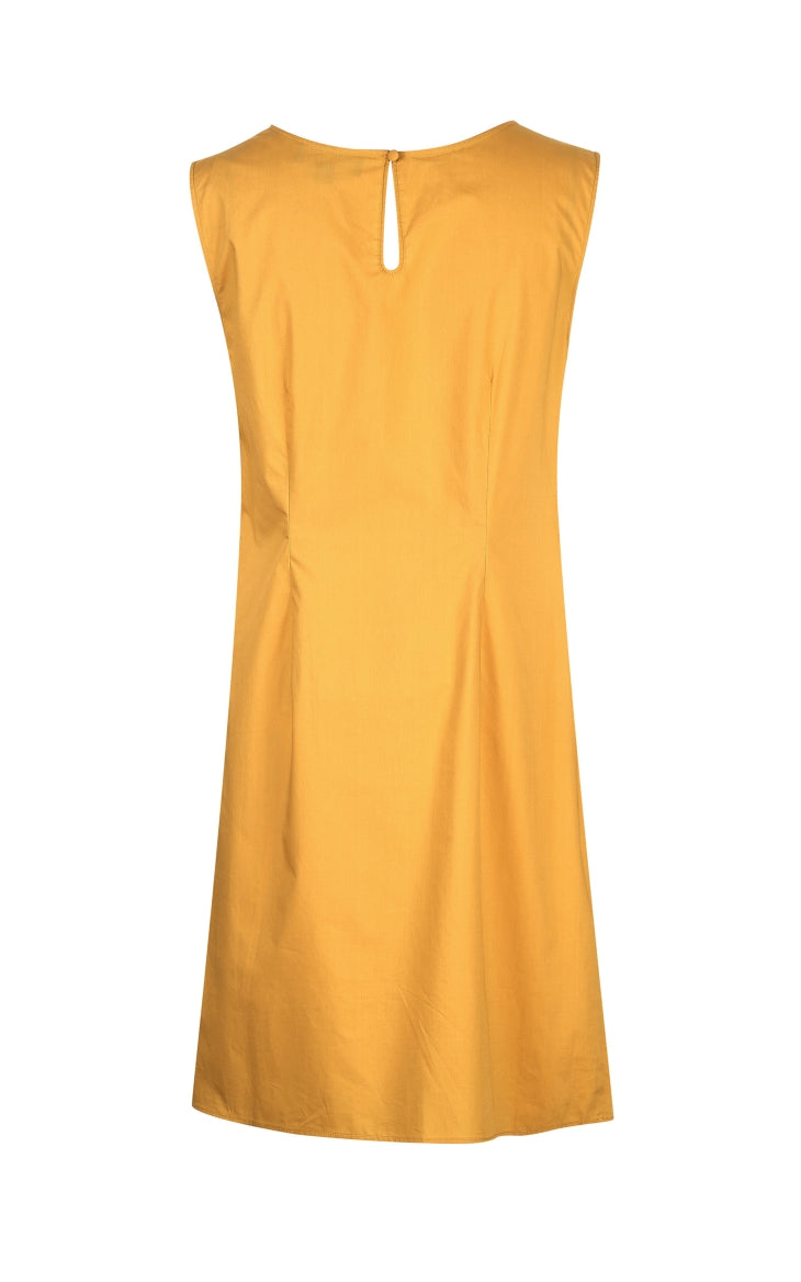 OL Cotton Lace-up Sleeveless Round Neckline Dress