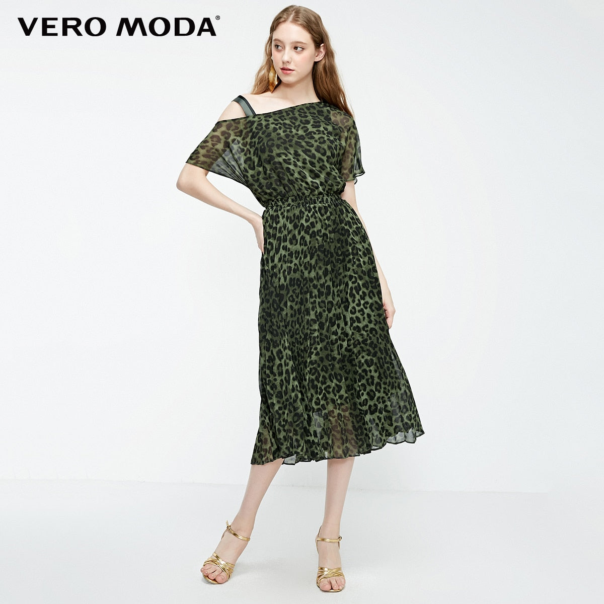 Off-the-shoulder Leopard Print Dress