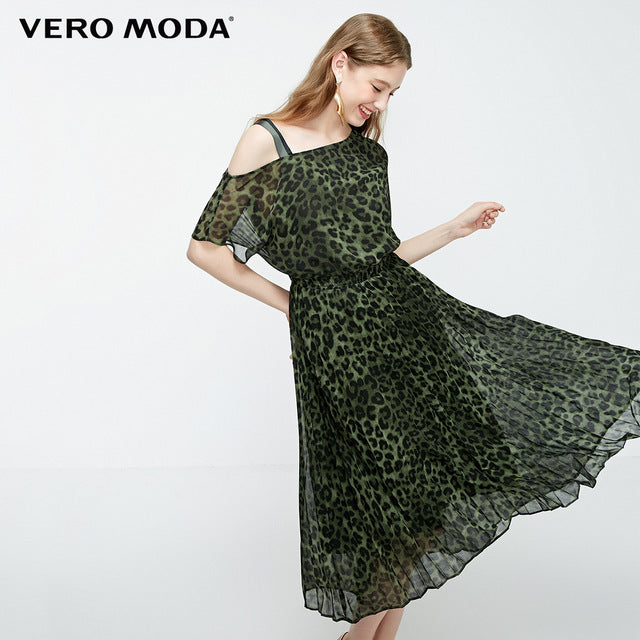 Off-the-shoulder Leopard Print Dress