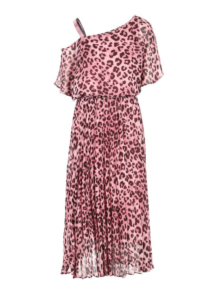 Off-the-shoulder Leopard Print Dress