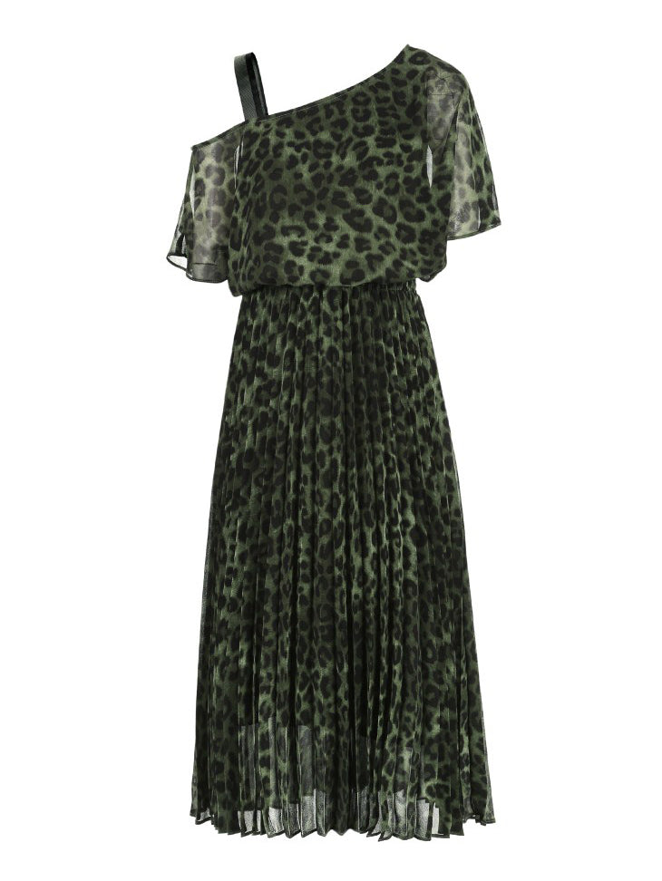 Off-the-shoulder Leopard Print Dress