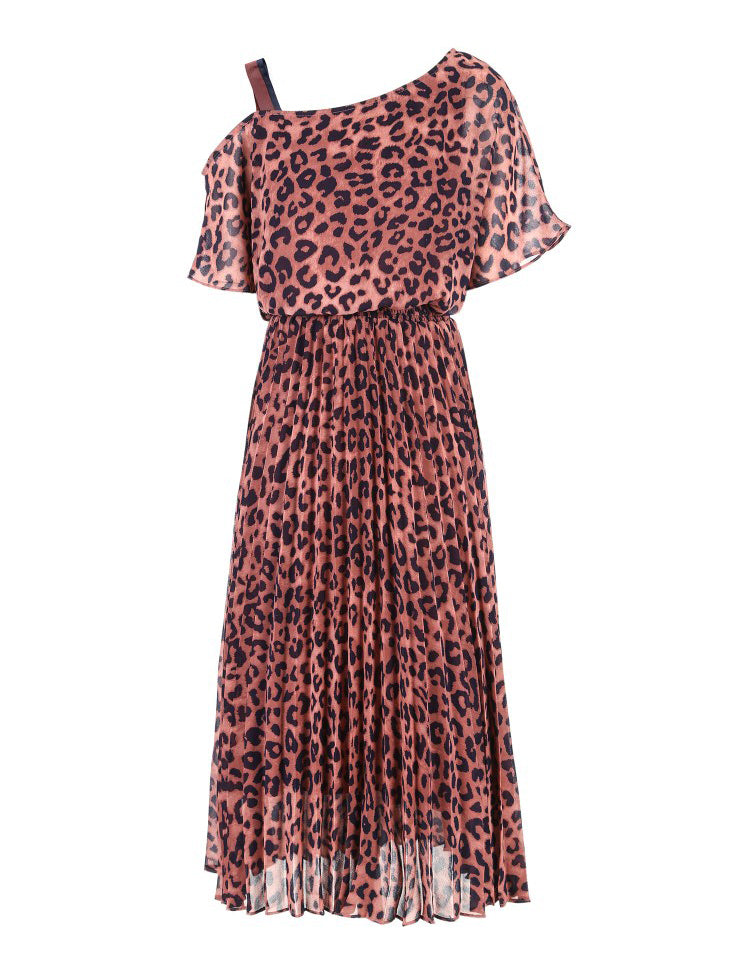 Off-the-shoulder Leopard Print Dress