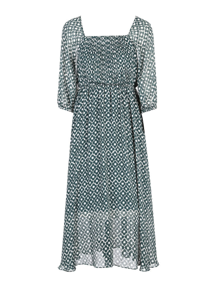 Back Lace-up Cut-outs Floral Chiffon Dress