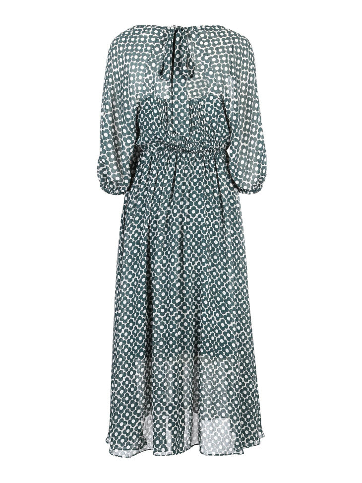 Back Lace-up Cut-outs Floral Chiffon Dress