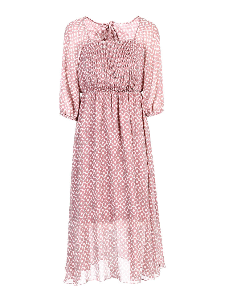 Back Lace-up Cut-outs Floral Chiffon Dress