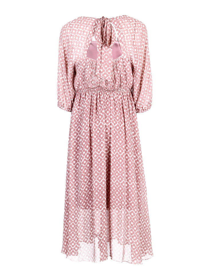 Back Lace-up Cut-outs Floral Chiffon Dress